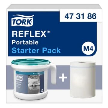 Tork Dispenser draagbare centerfeed startpakket M4 wit en turquoise