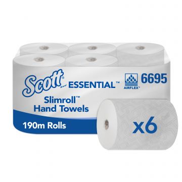 Scott Slimroll handdoeken wit 6x190m(54) wit, 1 laags Airflex (54