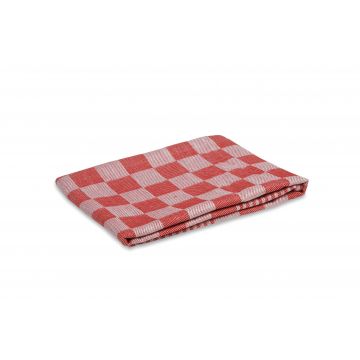 Theedoek rood/wit geblokt