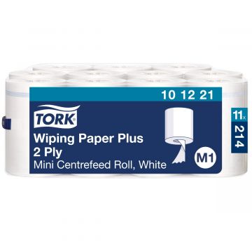Tork Wiping Poetspapier Plus Minirol Wit M1, Centerfeed, 11 rollen