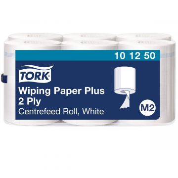 Tork Wiping Plus poetsrol 6x160 m. (28) zonder koker, wit, 2 laags (28)