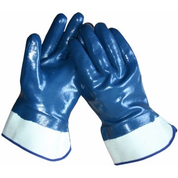 Werkhandschoen NBR blauw met canvaskap