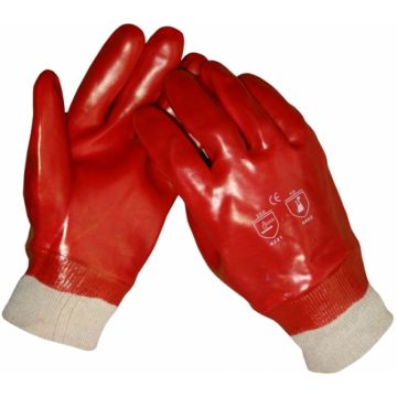 Handschoen pvc rood tricot boord mt 10,5 gesloten rug per paar