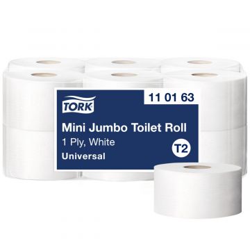 Tork Mini Jumbo toiletpapier wit T2 1-laags 12 x 240 meter