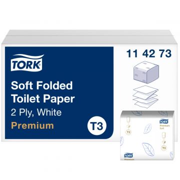 Tork Zacht Gevouwen Toiletpapier Wit T3, Premium, 2-laags, 30 x 252 vellen