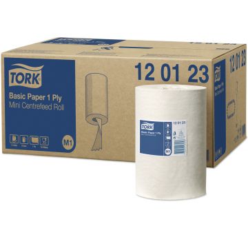 Tork Basic mini poetsrol 11x120 meter zonder koker, wit