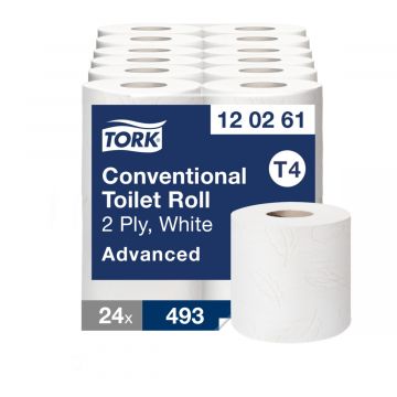 Tork Traditioneel Toiletpapier Wit T4, Advanced, 2-laags, 24 x 493 vellen