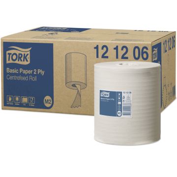 Tork Basic Paper poetsrol midi 6x160m wit, 2 laags, kokerloos (32)
