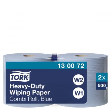 Tork Heavy-Duty Combi Rol Poetspapier Blauw W1/2,  2 x 500 vellen