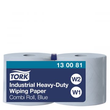 Tork Industrial Heavy-Duty Combi Rol Poetspapier Blauw W1/2, beschermt de handen, 2 x 350 vellen