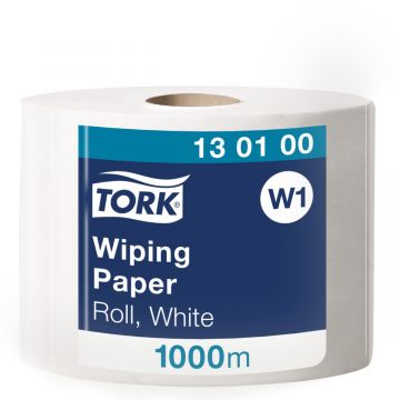 Tork Wiping Rol Poetspapier Wit W1, Hoge Capaciteit, 1000 m