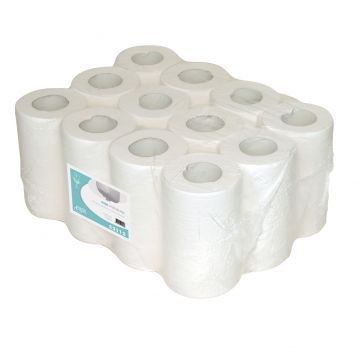 EcoWipe poetsrol mini wit 1 lgs 12x120m. cellulose, met koker (55)