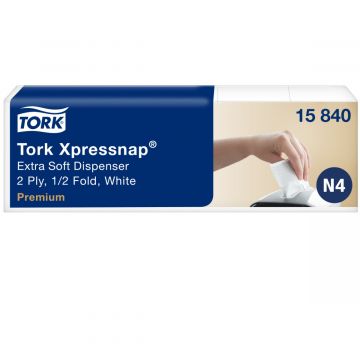 Tork Xpressnap® Extra Zachte Dispenserservet Wit N4, 1/2-vouw 2-laags