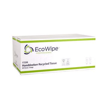 EcoWipe handdoek Z-vouw 2 lgs 25x23cm 3200 st. recycled tissue wit (32)