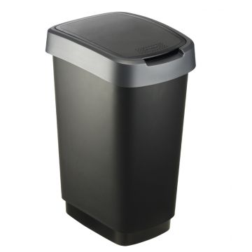 Afvalbak Twist 25 L. zwart/zilver VB135391