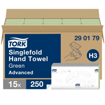 Tork Singlefold Handdoeken Groen H3, Advanced 15 x 250 vel 