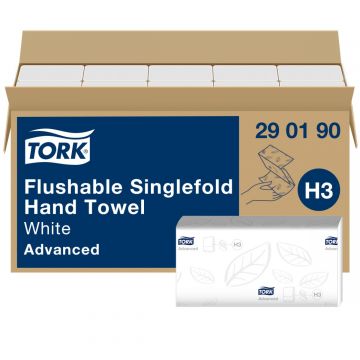 Tork Singlefold Handdoeken Wit H3, Advanced, Oplosbaar, 15 x 250 vellen