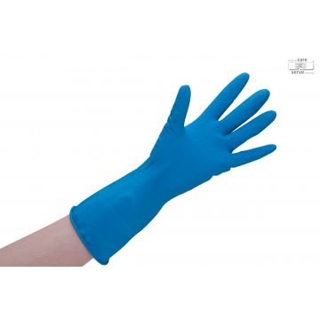 Huishoudhandschoen latex blauw paar - Maat S