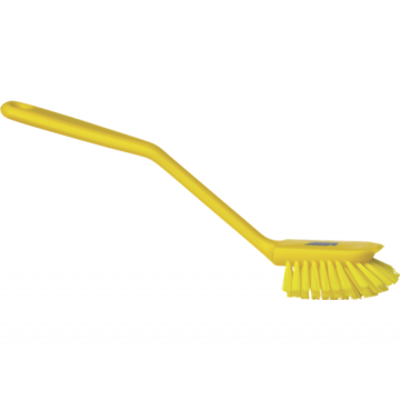 Vikan afwasborstel medium met schraaprand geel 28 cm 