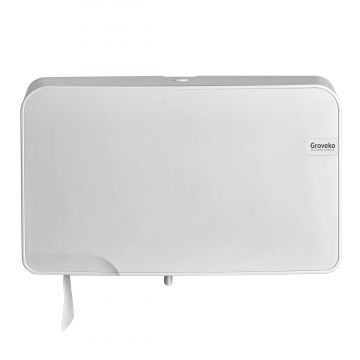 Quartz White mini jumbo duo toiletrolhouder, Groveko- logo