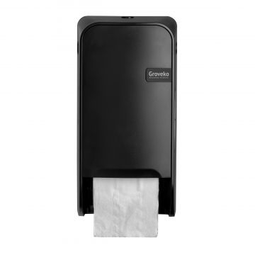 Quartz Black doppenroldispenser 323x167x163, Groveko- logo