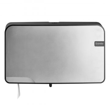 Quartz Silver mini jumbo duo toiletrolhouder, Groveko- logo