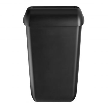 Afvalbak open inworpklep mat zwart 43L Quartz staand en hangend