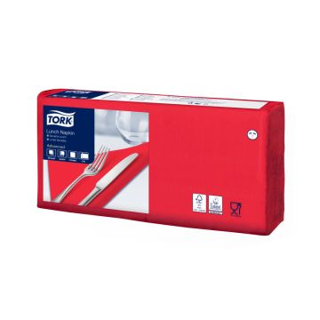 Tork Servetten 33cmx33cm rood (10x200) 2-laags 1/4 vouw Deep tone