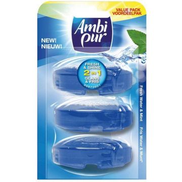 Ambi Pur Navulling fresh water en mint doos 6 stuks a 3 x 55 ml