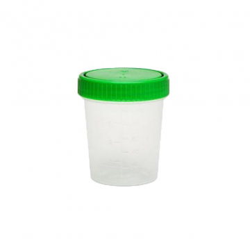 Urinepotje 125ml kunstof 500 stuks Groene schroefdeksel