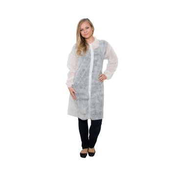 Bezoekersjas non woven wit 23 gr Mt XL met drukknopen 20 x 5 stuks