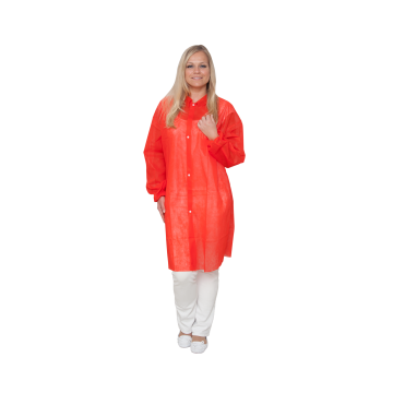 Bezoekersjas nonwoven rood  XXL 50 st. met drukknopen 150x120cm. (36)