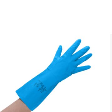 Huishoudhandschoen nitriel blauw XL