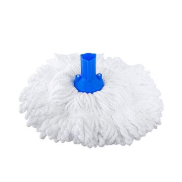 Minimop microvezel wit 185 gram met blauwe steelverbinding