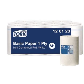 Tork Basic mini poetsrol 11x120 meter zonder koker, wit