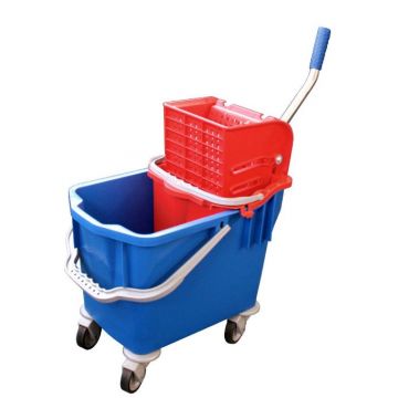Single rolemmer met rode binnenemmer en vlakmoppers 25 liter