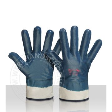 Werkhandschoen NBR blauw met canvaskap