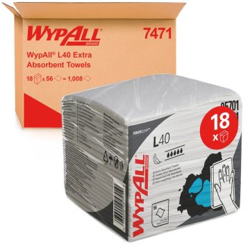 Wypall L40 poetsdoek gevouwen wit 18x56vel.
