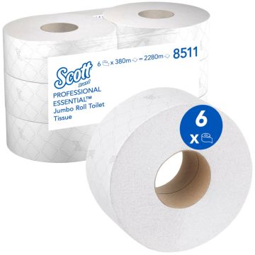 Scott jumbo toiletpapier wit 2 laags 6 x 380 meter