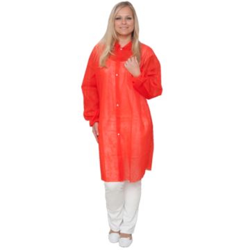 Bezoekersjas nonwoven rood  XXL met drukknopen 150 x 120 cm 50 stuks