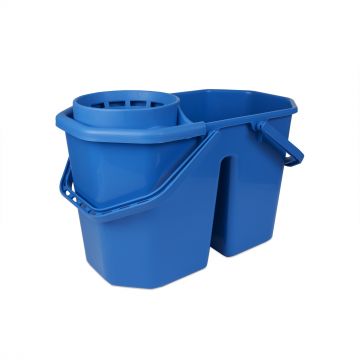 Dubbele mopemmer met korf blauw 15 liter