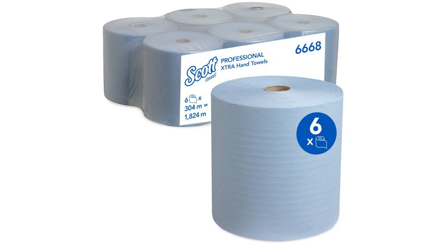 Scott rolhanddoek blauw 6x304 m. (36)