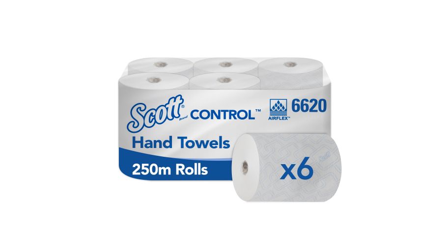 Scott handdoekrol wit 1-lgs 6x300m (36) Doos 6 rollen, Control