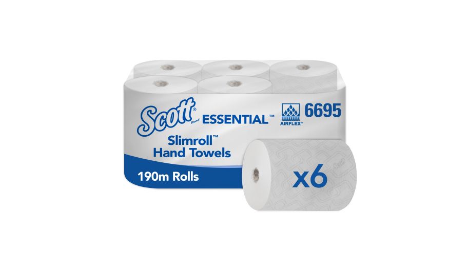 Scott Slimroll handdoeken wit 6x190m(54) wit, 1 laags Airflex (54