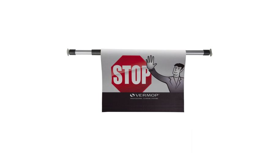 Vermop waarschuwingsbord hangend
