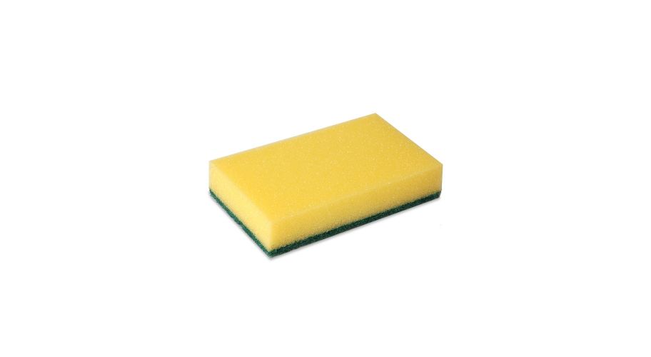 Wecoline schuurspons geel/groen 10 stuks vlak 15 x 9 x 3 cm.