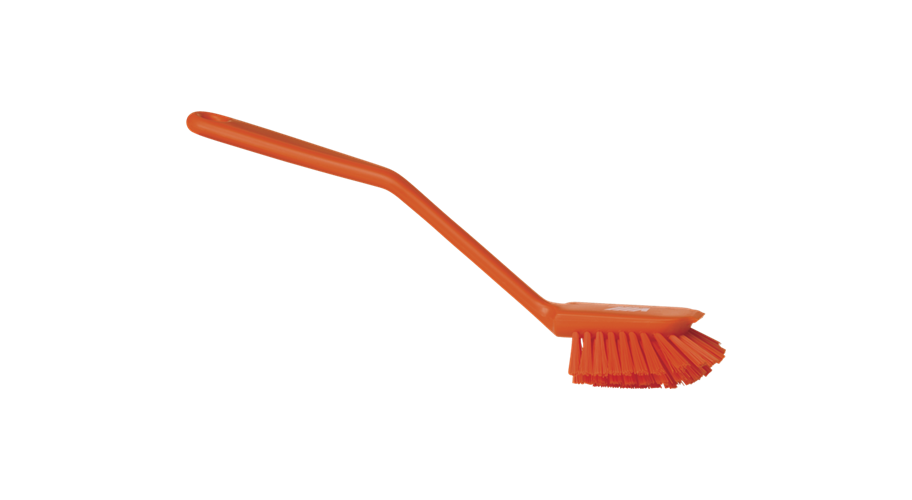Vikan afwasborstel medium met schraaprand oranje 28 cm