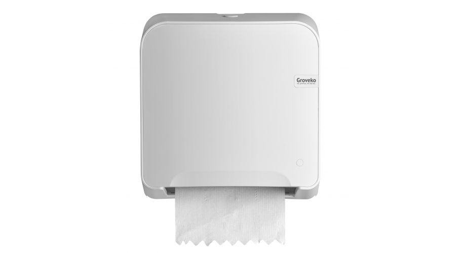 Quartz White mini Matic XL handdoekautomaat autocut, Groveko- logo
