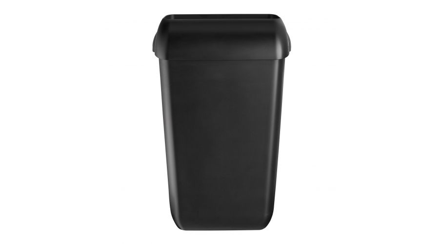 Afvalbak open inworpklep mat zwart 23L Quartz staand en hangend