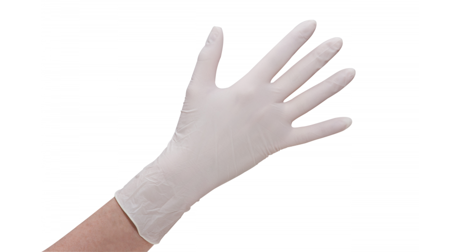 Handschoen latex poeder wit M 100st premium quality 4035 0402